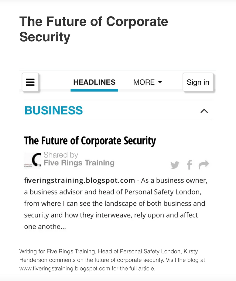 CORPORATE SECURITY FUTURE